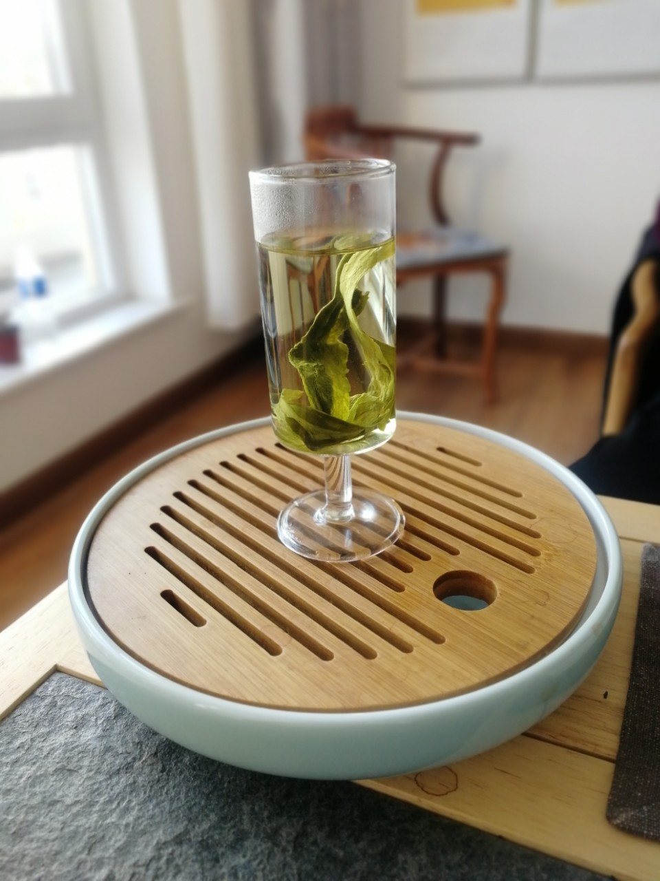 猴魁绿茶杯通明绿茶杯高硼硅玻璃杯高脚杯批发定制绿茶猴魁杯