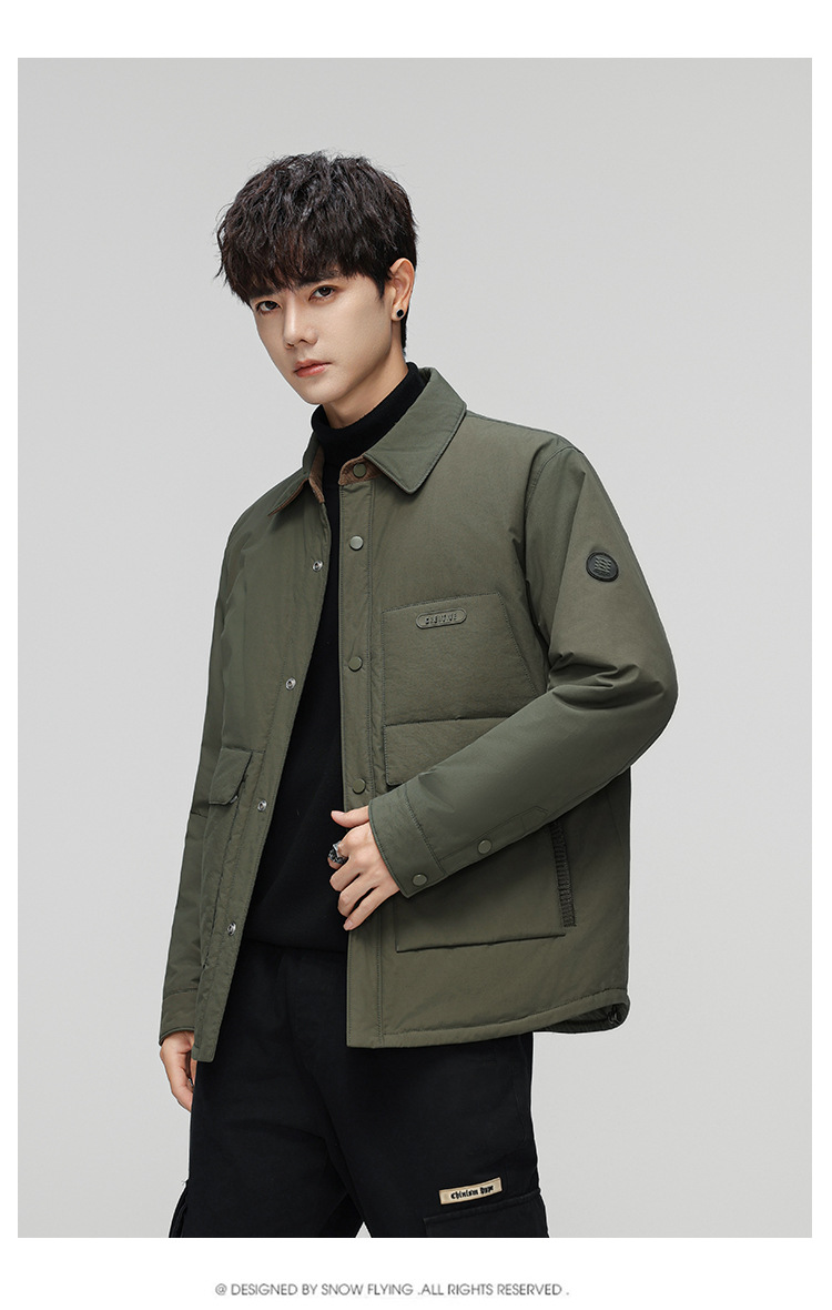 Men's Down Jacket Lapel Collar Warm Casual Winter Coat For Men_voghion.com