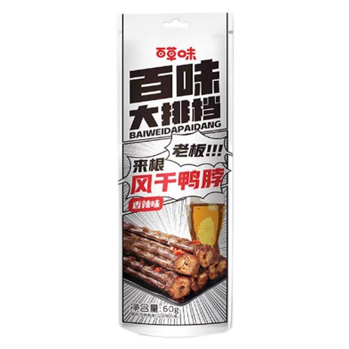 Baicaowei - Whole Dried Duck Neck 60g Spicy Flavor Ba Wei Da Pai Dang Spicy Snack Dense Duck Meat Snack