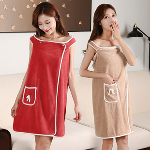 Wholesale coral velvet lace changeable wearable adult women's sling bath skirt tube top bathrobe large bath towel soft absorbent