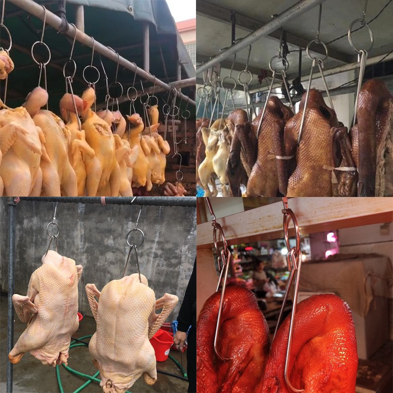烤鸭钩子不锈钢烤鸭双钩挂肉钩烤鸡钩卤鹅挂钩商用烧腊环批发