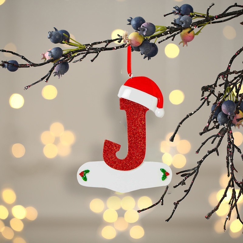 スポットクロスボーダークリスマスクリエイティブクリスマス帽子26英字装飾クリスマスツリー祝福アクリルペンダント|undefined
