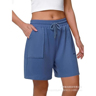 2025 New Cool Slide Soft Elastic Casual Air Layer Shorts Women's Loose plus size All-match Wide Leg Pants Medium Pants