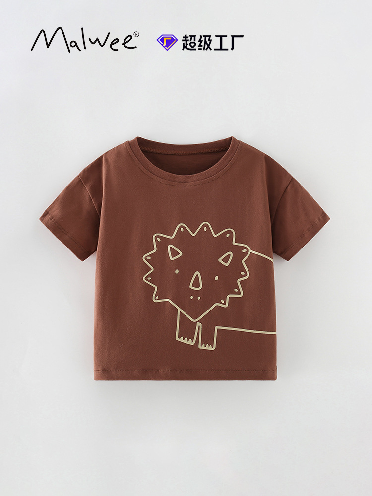 Malwee niño camiseta de verano nuevo estilo europeo y americano niño de cuello redondo de verano de manga corta ropa infantil chaqueta casual