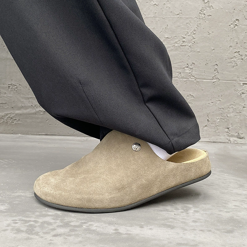 Старый денежный ветер ручной работы кожаные туфли Мюллер один педаль удобная плоская голова, тапочка ретро толстые подошвы полутанки ботинок