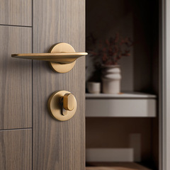 北歐風室內臥室靜音門鎖磁吸現代簡約實木房門鎖金色黑色黃銅門鎖
