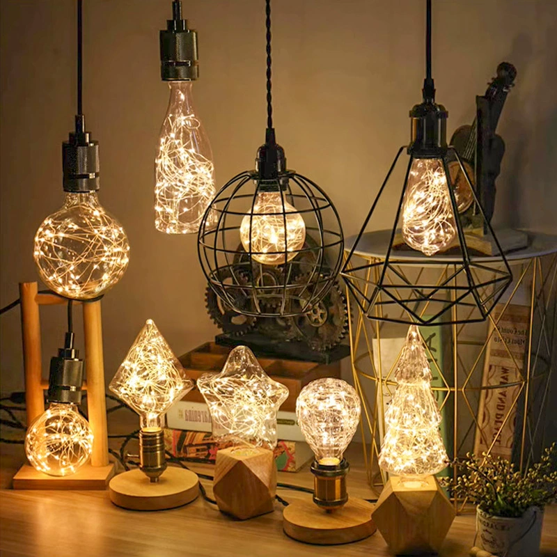 LED стеклянная медная праздничная креативная лампочка, с винтовым патроном