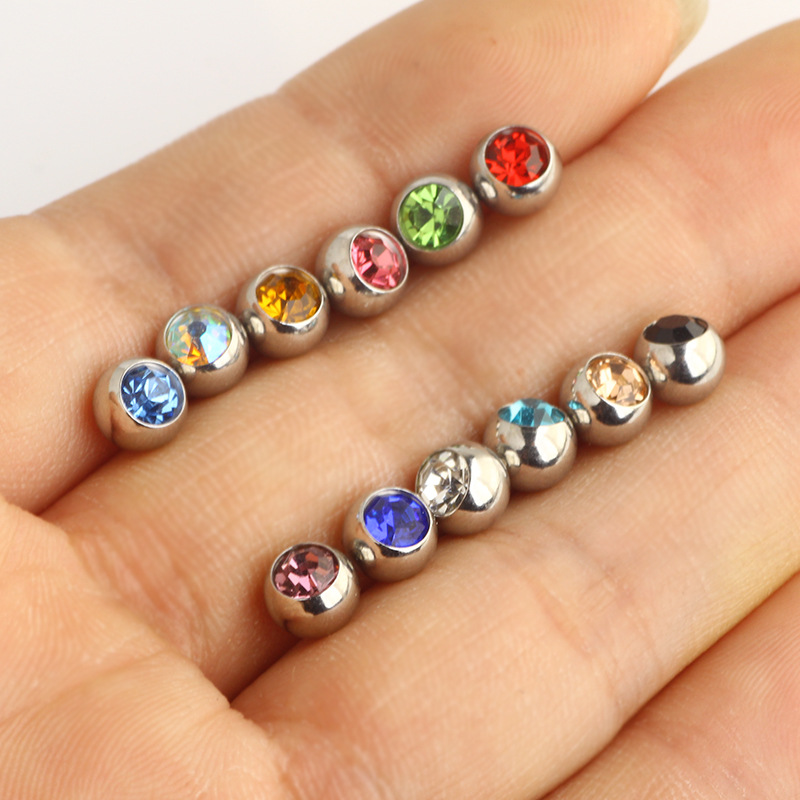 Wholesale 1.2mm Threaded Stainless Steel Ball Piercing Replacement Part for 1.6mm Horseshoe Ring Lip Nail detail image 8