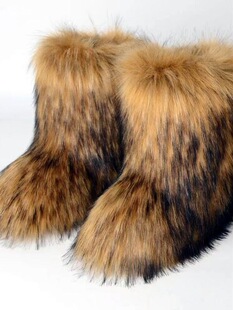 W 11643 Fox Fur Snow Boots Warm Thick Mid Calf ����ëѩ��ѥ