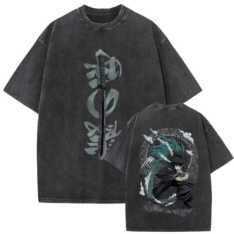 Ro Demon Slayer Animation to Female Character Itouu Retro Ic Cotton T-Shirt Men's Washed Double-Sided High-Quality Hit-Shirt Ro Demon Slayer Animation to Female Character Itouu Retro Ic Cotton T-Shirt Men's Washed Double-Sided High-Quality Hit-Shirt