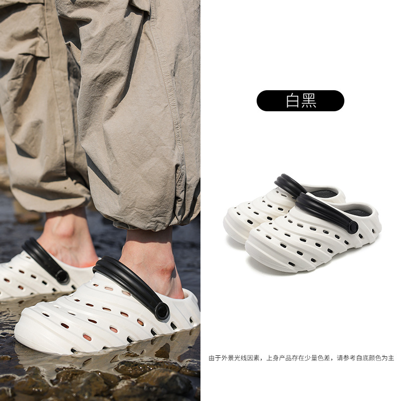 2025 nuevo estilo de suela gruesa moda juvenil transpirable playa con agujeros zapatos casuales de eva para hombre comercio exterior al por mayor transfronterizo