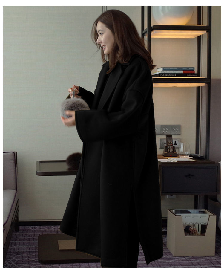 Damenbekleidung Neuer Wollmantel für Herbst und Winter, verdickter großer Wollmantel im koreanischen Stil, lockerer Wollmantel für Damen in mittlerer Länge_voghion.com