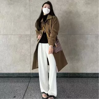 亚马逊牛角扣日系毛呢外套女2022年秋冬新款中长款呢子大衣小个子