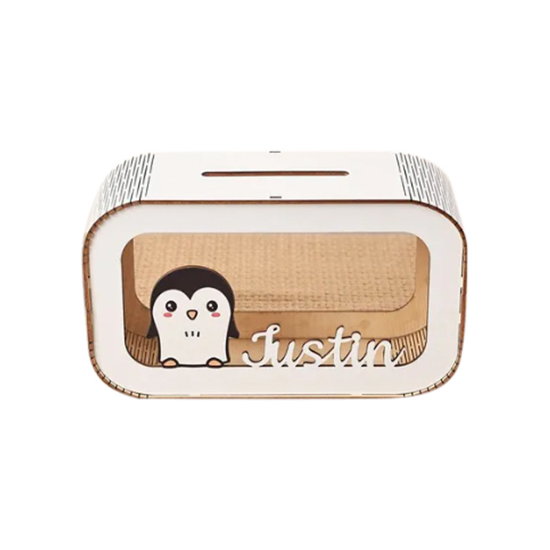 Personalizado lindo depósito de dinero pequeño animal de energía lata de moneda, caja de dinero de madera caja de regalo para niños