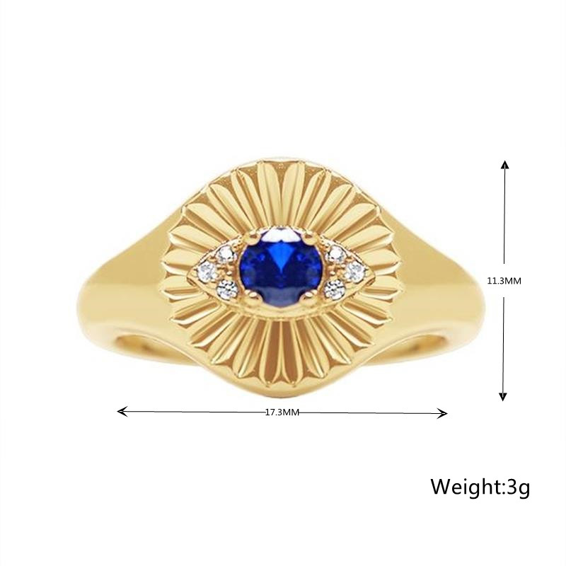 Hot-selling Ring Classic Devil's Eye Bracelet Copper Plated 18k Gold Sapphire Open Ring display picture 1