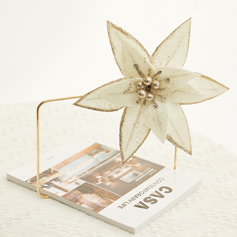 Decoraciones de Navidad 25cm flores de Navidad blancas retro flores falsas flores hechas a mano botella floral diseño props