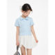 Girls' Polo Collar Short-sleeved T-shirt 2025 Summer New Children's Korean-style Academy-style Short Embroidered Top