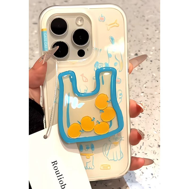 imd large hole line cat and dog rocking toy 17 phone case 16 bag stand double-layer Japanese and Korean ins style creative design imd large hole line cat and dog rocking toy 17 phone case 16 bag stand double-layer Japanese and Korean ins style creative design