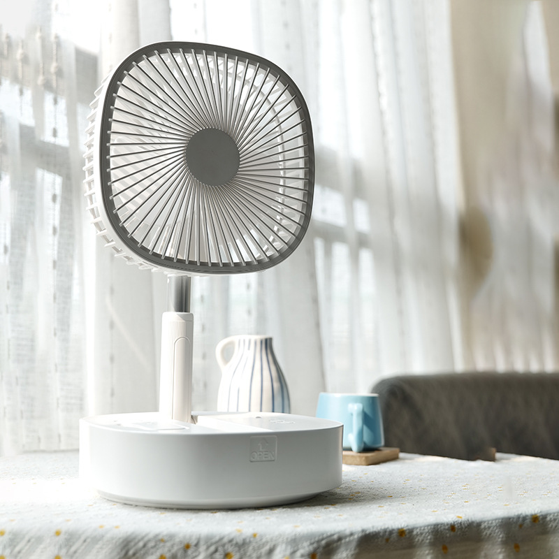 Ventilador plegable telescópico de 8 pulgadas sacude la cabeza, carga USB, ventilador de piso de escritorio portátil, temporizador remoto, silencioso al aire libre