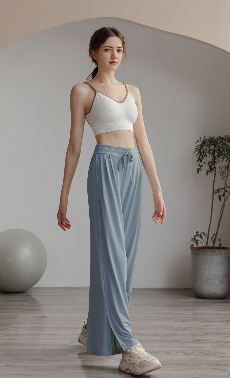 Cool pants, sun protection pants, women's UV protection, ice silk drape, wide legs, casual, breathable, split open,_voghion.com