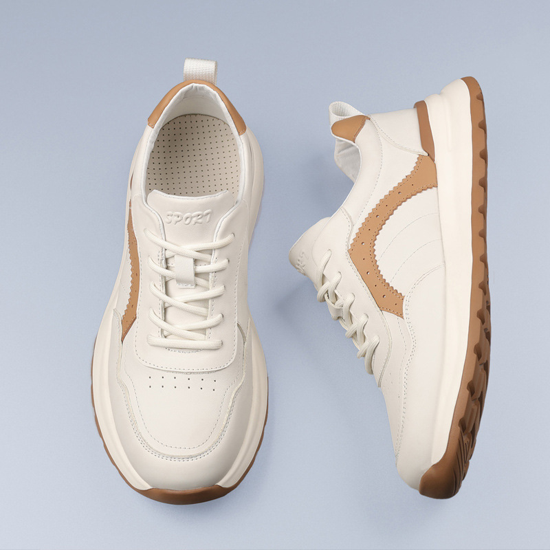 Cabeza de piel de vaca otoño y invierno nuevos zapatos de hombre Gump superligero zapatos casuales de cuero transpirables de moda zapatos deportivos de hombre