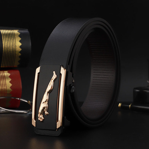 Double-sided cowhide toothless automatic buckle belt men's genuine leather belt business casual pants belt live cross-border men's model
