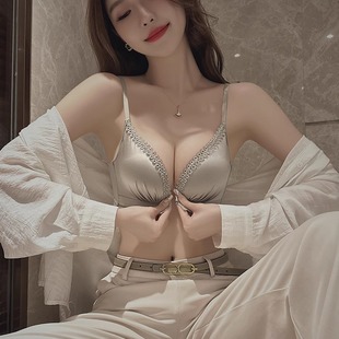 Front-Button Intimates for Women, Thickeneded Small Breasts, Push-Up Bra, Summer Wire-Free Breast-Retracting Sexy Beautiful Back Bra