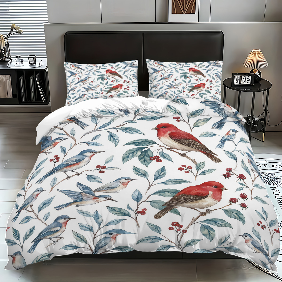 Funda de edredón floral fresca pequeña transfronteriza Estilo pastoral Ropa de cama floral pequeña Funda de edredón cepillada Juego de tres piezas JIT