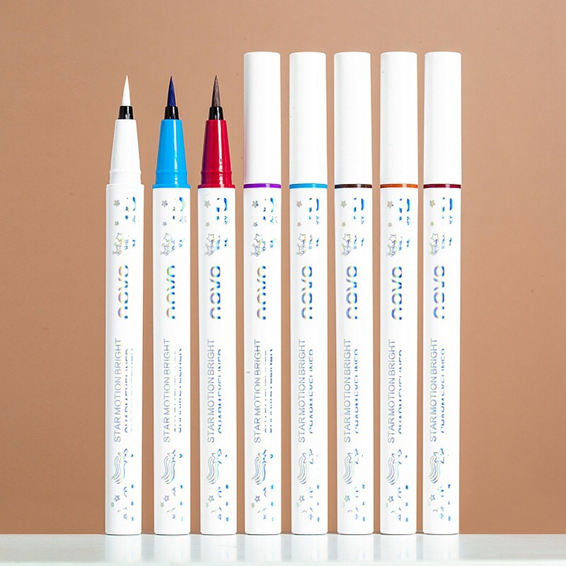Novo Colorful Eyeliner Pen Ultra-Fine Tip Highly Pigmented Natural Silky Ultra-Thin Internet Celebrity Style for Beginners and Students Novo Colorful Eyeliner Pen Ultra-Fine Tip Highly Pigmented Natural Silky Ultra-Thin Internet Celebrity Style for Beginners and Students