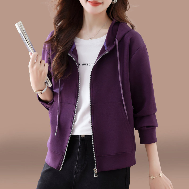 Cardigan Sweatshirt Jacket for Women, Spring and Autumn 2026 New Style, Fashionable and Youthful Hooded Casual Sports Top for Moms