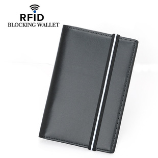 2023 New Rfid Creative Elastic Band Passport Book Cover Genuine Leather Document Bag Spot Multifunctional Passport Protective Cover