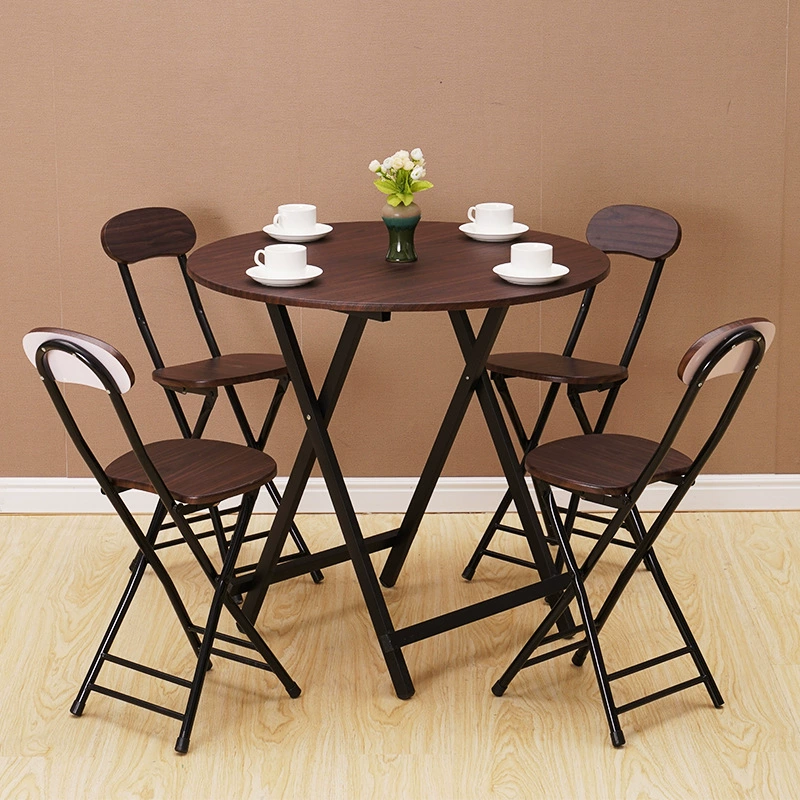 Складной стол Обеденный стол Домашний небольшой блок стол Балкон Круглый стол Портативный обеденный стол Простой Комбинация столов и стульев