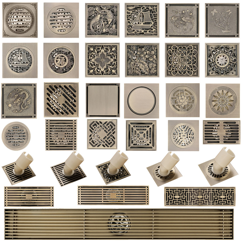 Antique Bronze Floor Drain 100*100mm Copper Retro Anti-Odor High Flow Anti-Backflow Shower Drain Antique Bronze Floor Drain 100*100mm Copper Retro Anti-Odor High Flow Anti-Backflow Shower Drain