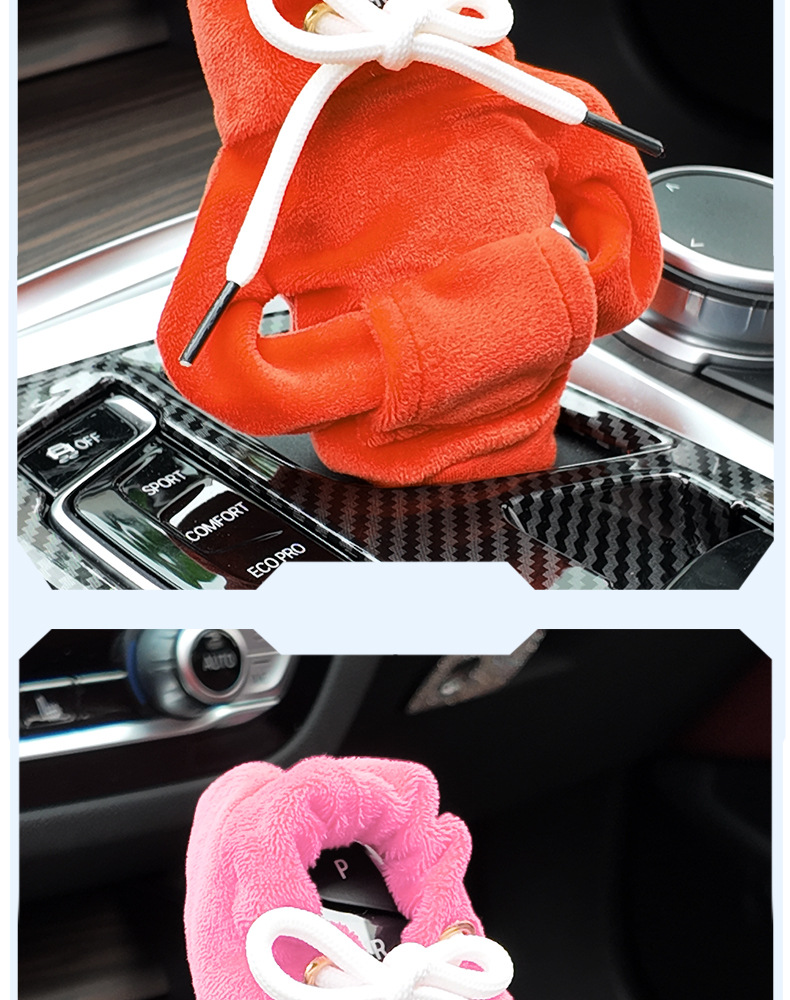 Winter Plush Sweatshirt Car Gear Handle Cover Gear Lever Cover Gear Protection Cover Hooded Clothes Shift Lever