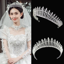 欧美奢华新娘镶水钻选美发箍合金发冠模特走秀婚纱服饰配饰皇冠