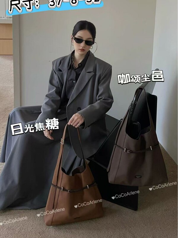 高级感复古慵懒风休闲托特包包女2025秋冬新款大容量单肩斜挎大包|undefined