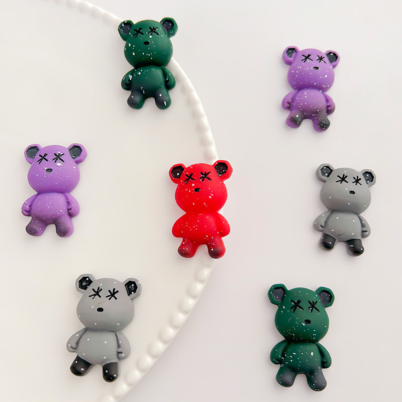 Popular Gradient Starry Sky Violent Bear Resin Material Toy Pen Box Clogs Tram Helmet Hair Accessories Handmade DIY