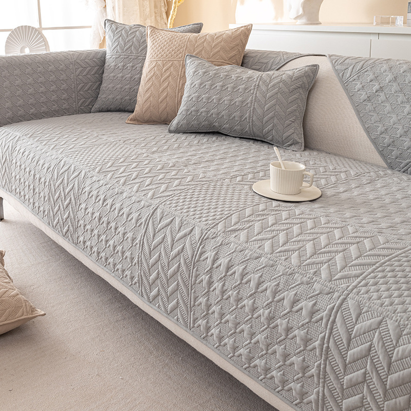Housse de canapé Nordic Cushion en coton toutes saisons, dossier simple, antidérapante, style serviette_voghion.com