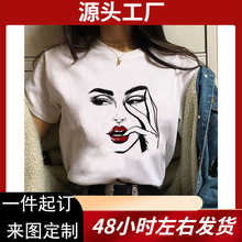 Women T Shirt ŷ��ʱ�п�ͨFace��������ӡ������ŮʿT��ins