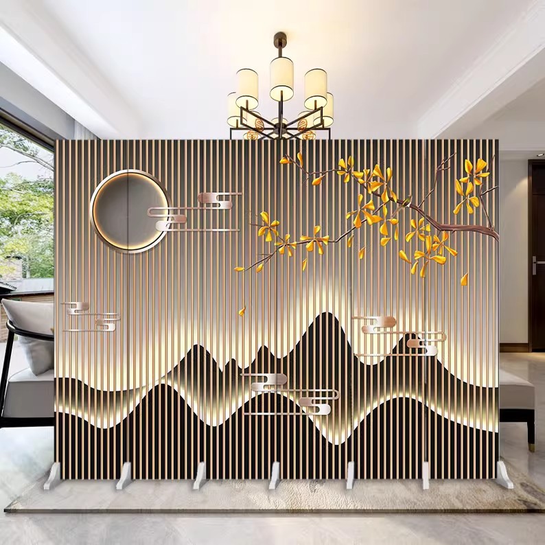 New Chinese Style Partition Screen Office Entrance Restaurant Hotel Simple Folding Mobile Blocking Screen Partition Living Room