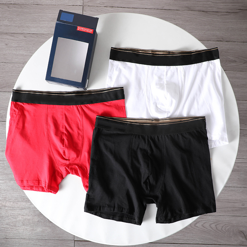 American Single~Men's Embroidered Small Label Pure Cotton Boxer Briefs 1379