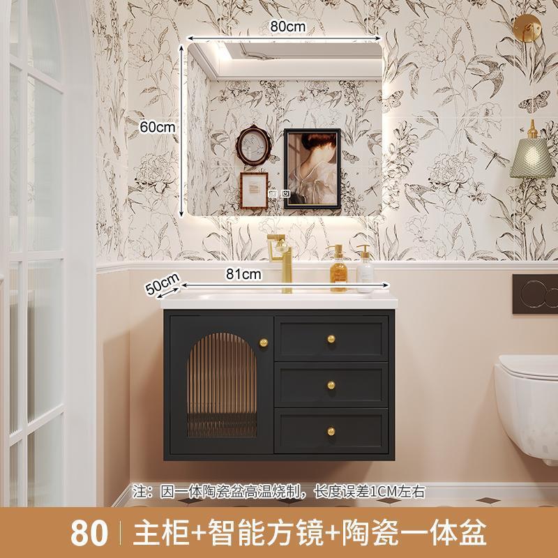 80 espejo cuadrado negro retroiluminado con accesorios de grifo