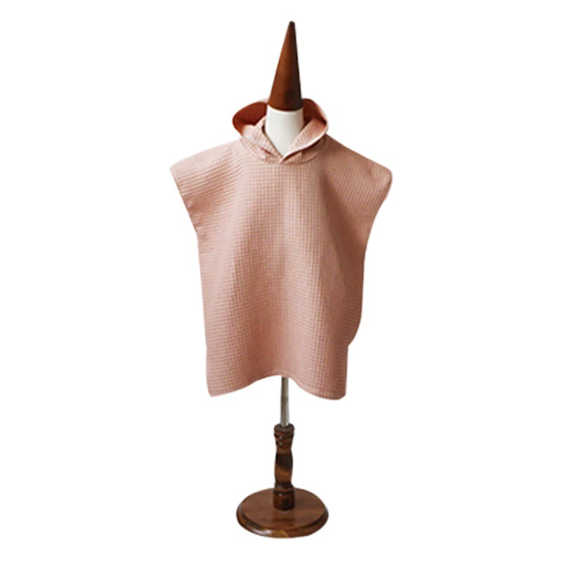 Мода сплошной цвет простое детское банное полотенце для мальчиков и девочек с капюшоном пляжное полотенце вафельное хлопковое Впитывающее банное полотенце