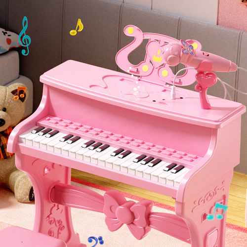 Children's piano toy electronic keyboard for little girls beginners multifunctional playable microphone 3 baby 1 year old gift