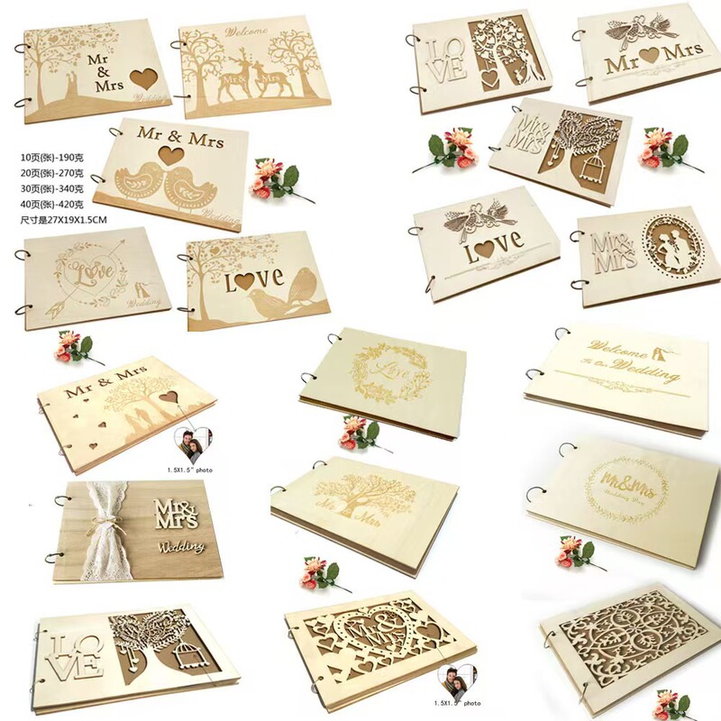 New Wooden Mr. and Mrs. Photo Frame Mrmrs Wedding Guest Sign-In Book Wedding Signature Book Sign-In Book