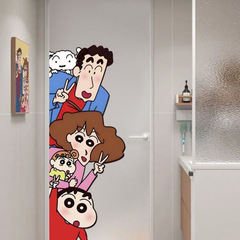 蜡笔小新墙贴纸电梯门自粘贴画卡通动漫玻璃橱窗贴画店铺装饰门贴