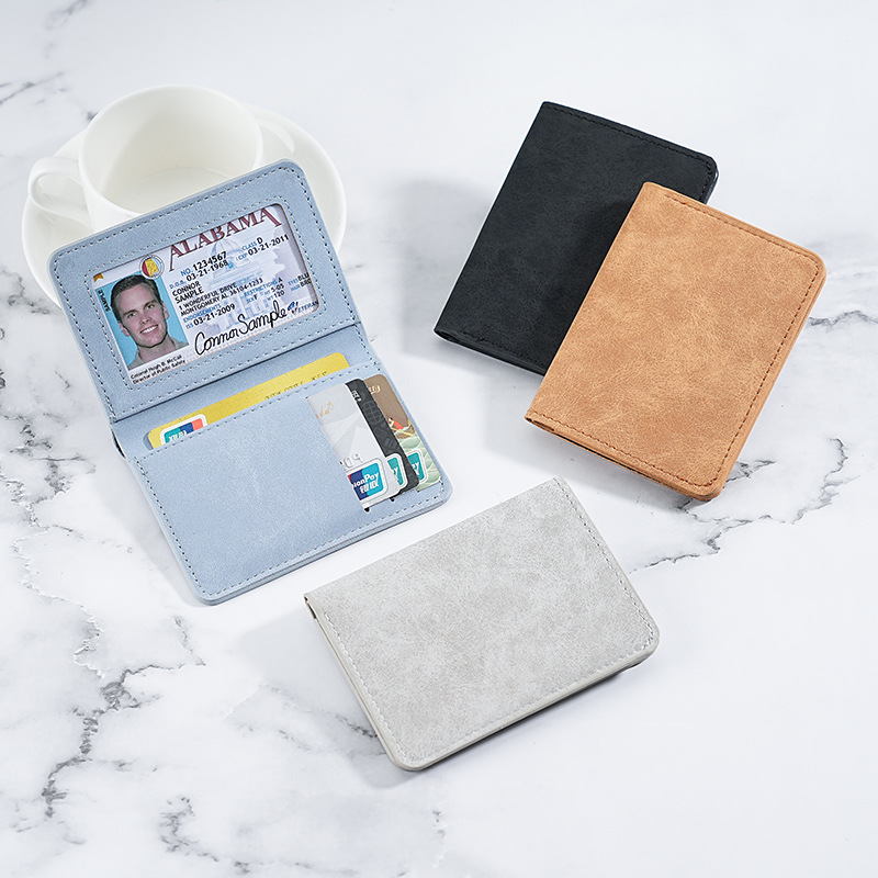 Cross-Border Hot-Selling Ultra-Thin Wallet, Solid Color Horizontal Style Bank Card Holder, Document Organizer, Storage Bag, 90% off Short Style Leather Wallet in Stock