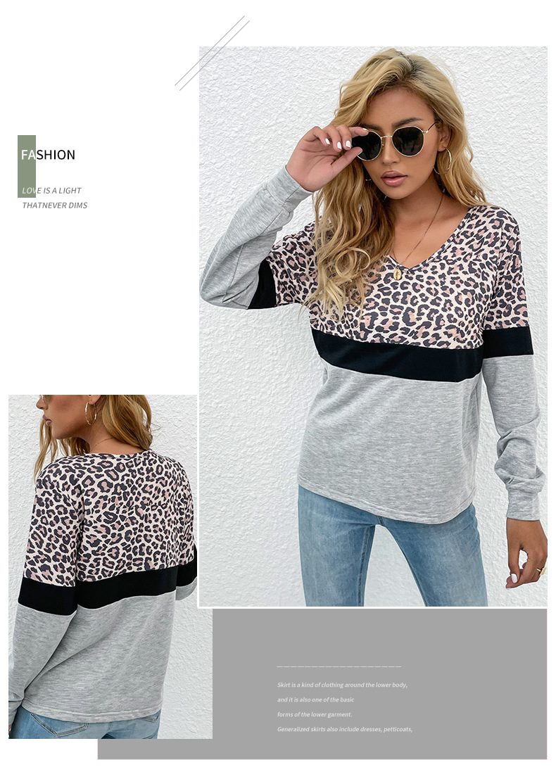 women s Leopard Print V-Neck Base T-Shirt nihaostyles wholesale clothing NSDMB81767