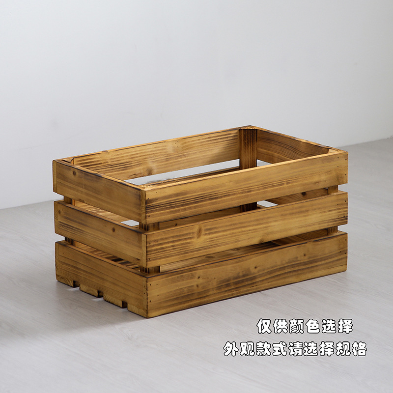 Supermercado montado caja de madera caja de almacenamiento de madera sólida caja de madera de frutas exhibición de productos de madera caja de madera retro