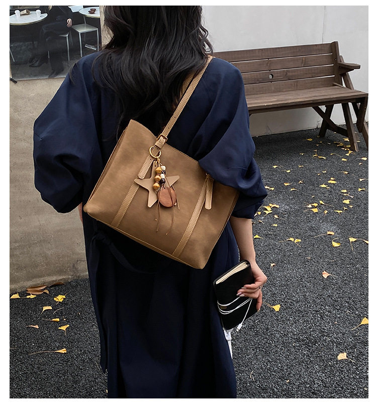 Túi tote nữ cỡ lớn dáng shopping, quai đôi đeo vai, có ngăn khóa kéo, phong cách tối giản — Màu cà phê Không có mặt dây chuyền, Màu nâu không có mặt dây chuyền, Màu xanh lá cây không có mặt dây chuyền, Đen không có mặt dây chuyền chi tiết 2